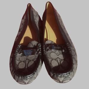 Coach Olive Loafers Flats Signature Logo Canvas Black & Gray Size 7 1/2 Shoes